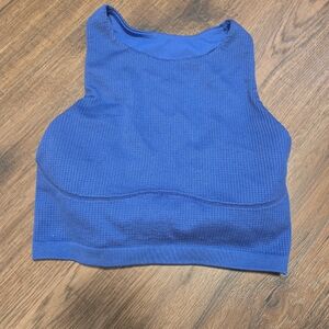 Aerie Offline Blue Textured Lined- High Neck Sports Bra Sz M